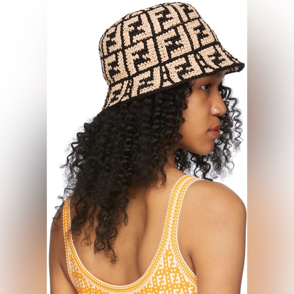 FENDI Raffia Logo Bucket Hat S/M - Picture 11 of 11